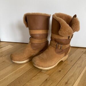 Sven Brown fold over clog  Boots